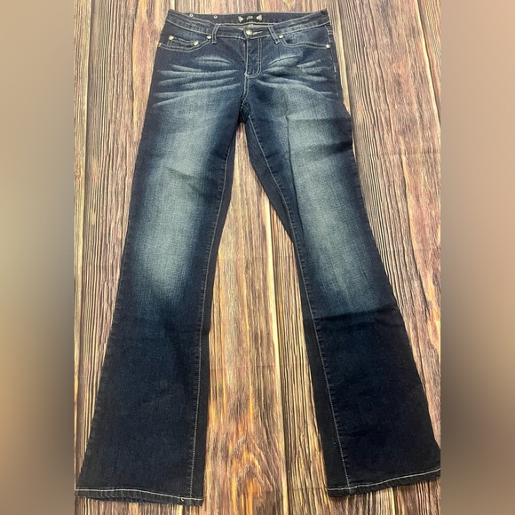 Tru Luxe Jeans Denim - Tru‎ Luxe Womens Denim Jeans Size 6 Rhinestone Bling Flap Pockets Whisker Wash